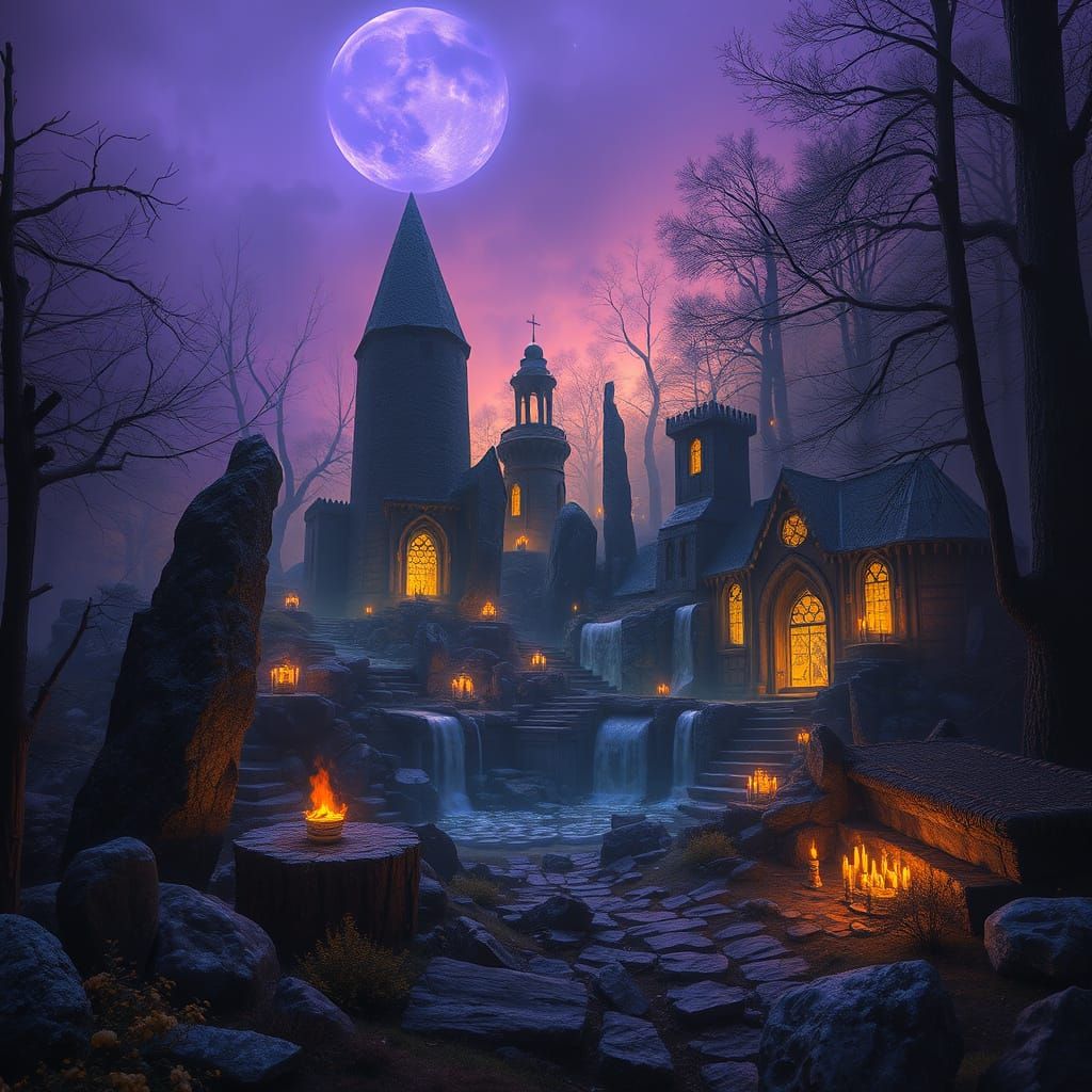 Baltic Mythology Landscape in Dark, Harsh Aesthetic