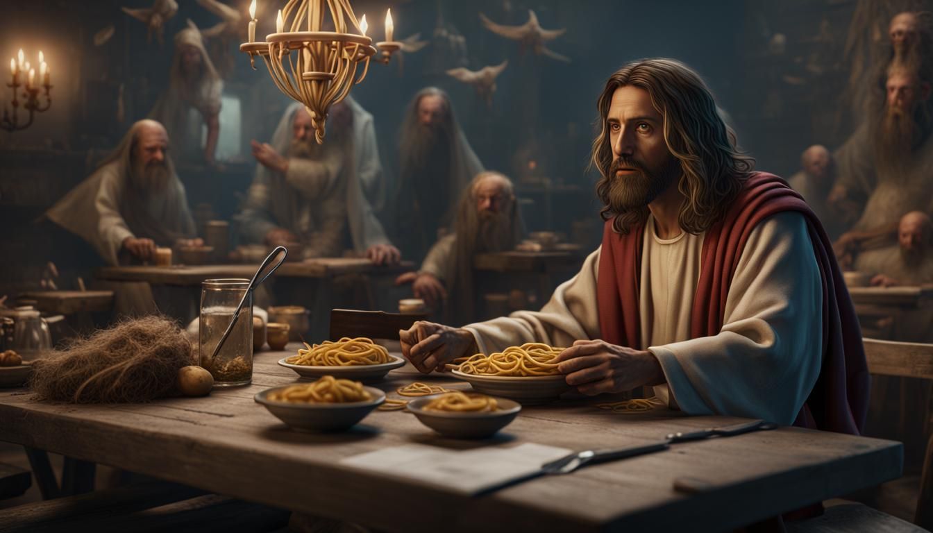 Jesus and the Flying Spaghetti Monster: Detailed Matte Paint...
