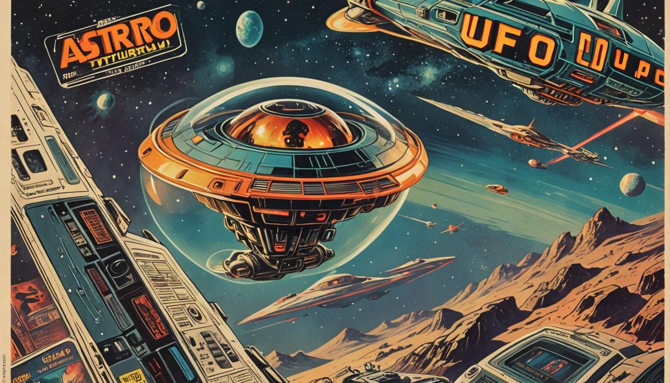 Retro Sci-Fi Comic Book Art in Astro Futurism Style