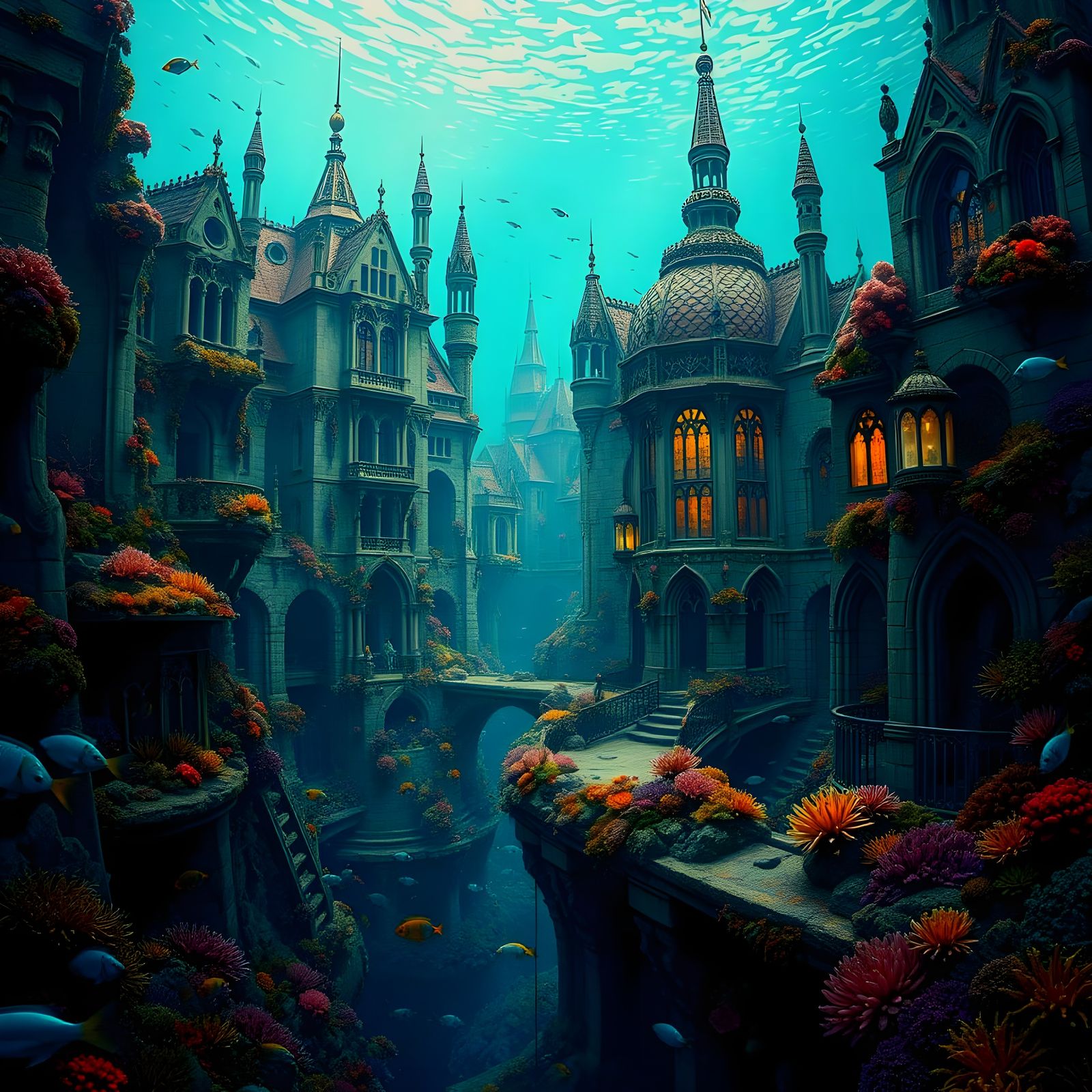 Cozy Coral Reef City in Ancient Ruins