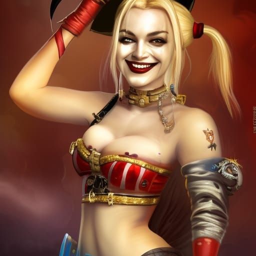 Pirate Queen Harley Quinn in Dark Fantasy Style