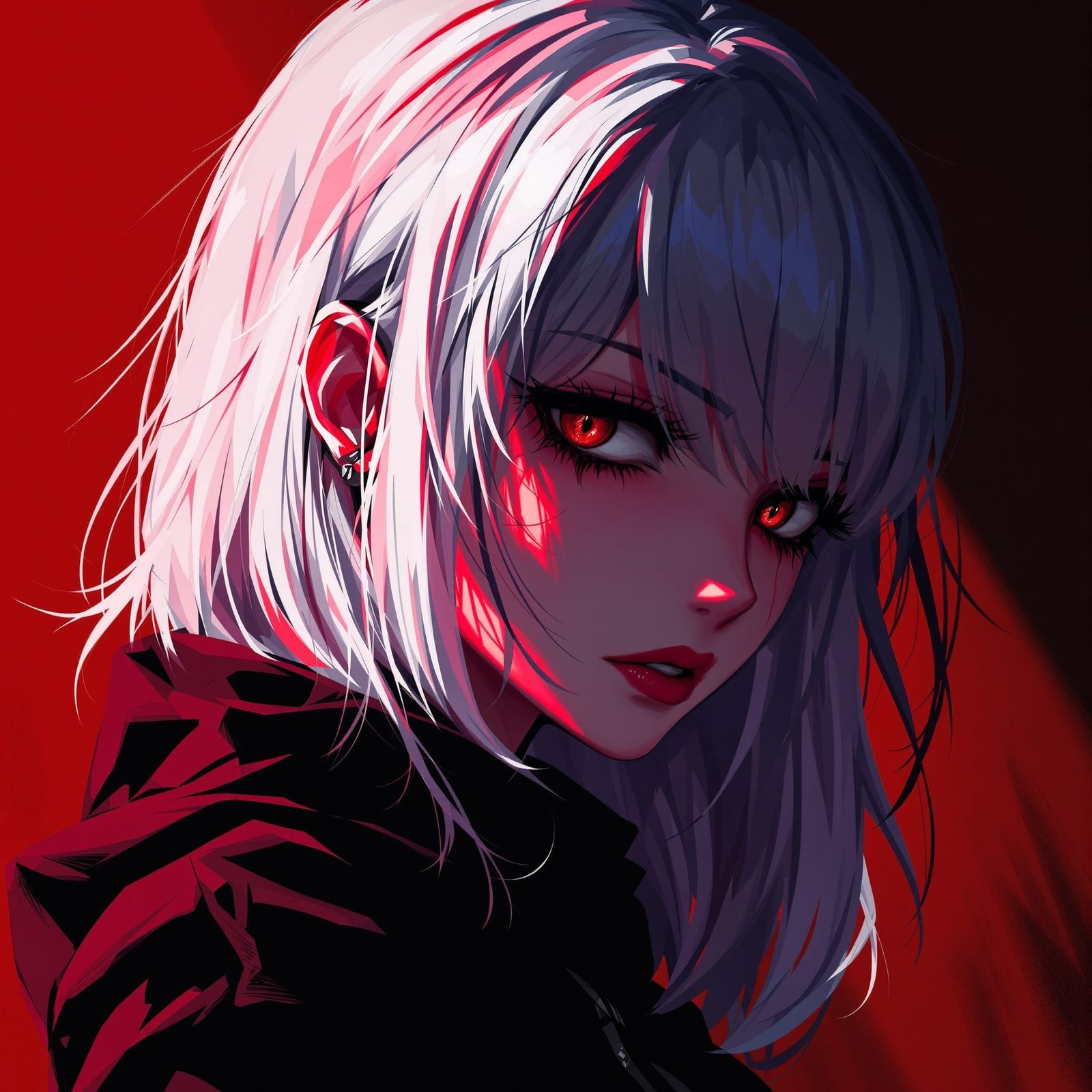 Sad Anime Woman in Emo Style: Digital Cel-Shaded Art