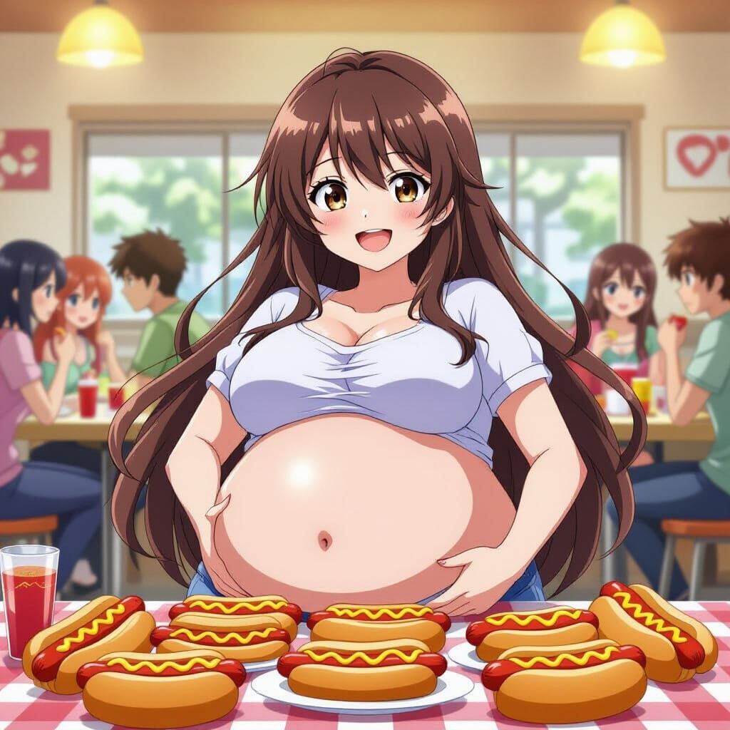 Anime Woman's Triumphant Feast: A Manga-Inspired Celebration