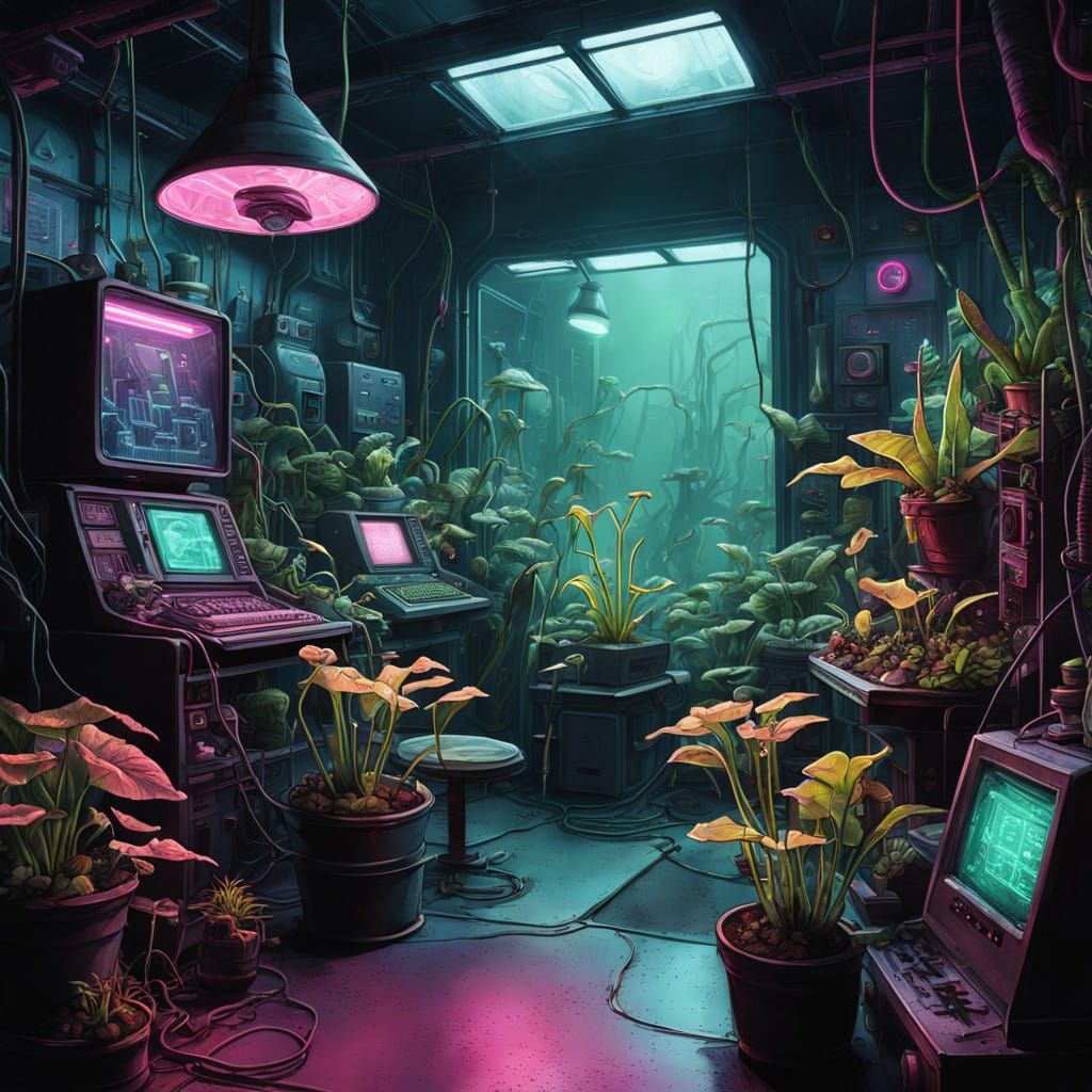 Mystical Greenhouse Awashes with Neon Life