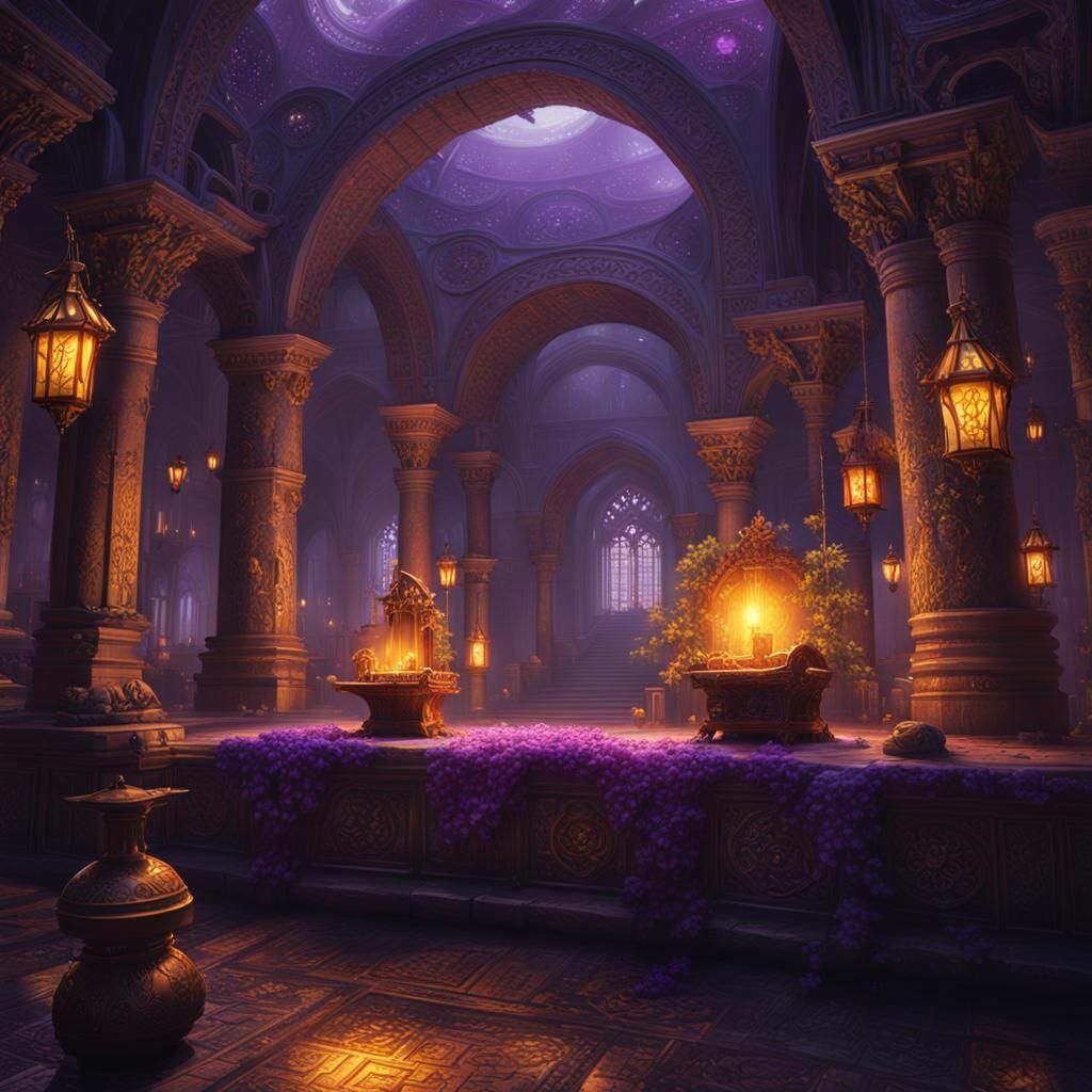 Dark Fantasy Room in Pixel Art Style