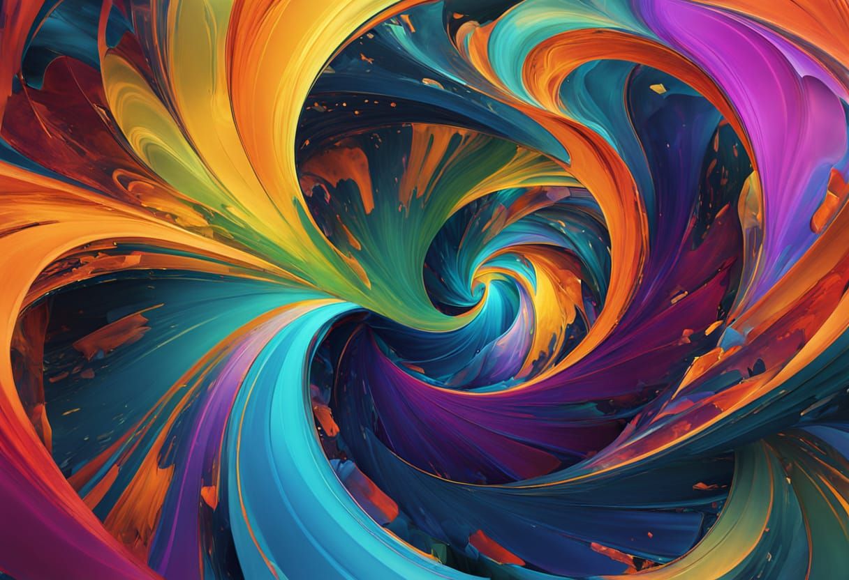 Abstract Shape in Vibrant Hues: Painterly Digital Art