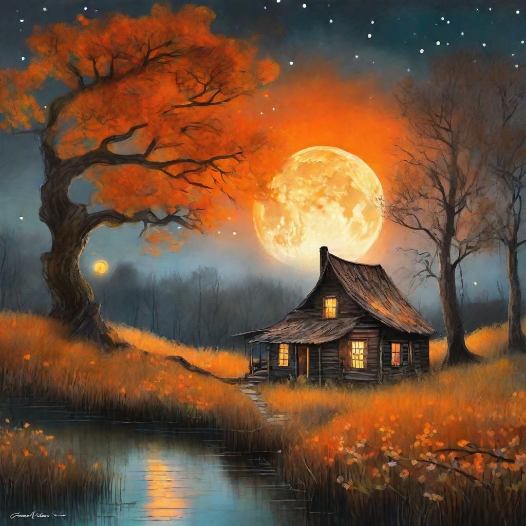 Whimsical Hut by Swamp in Fantasy Matte Painting