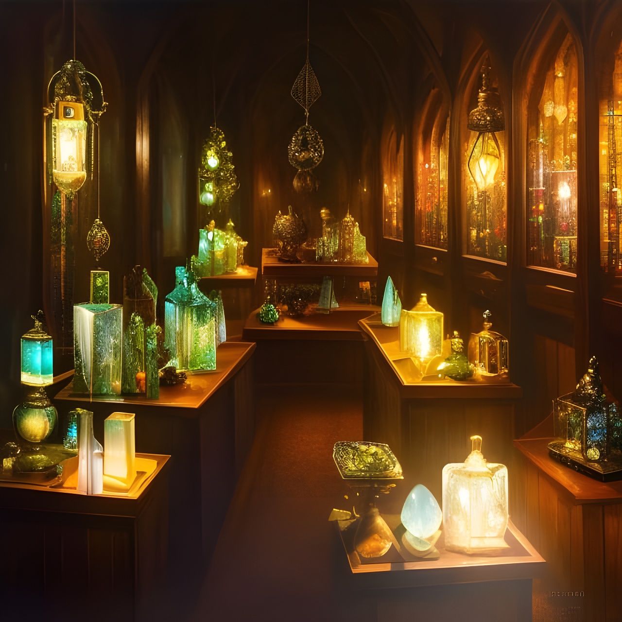Medieval Gem Shop Interior in Photorealistic Style