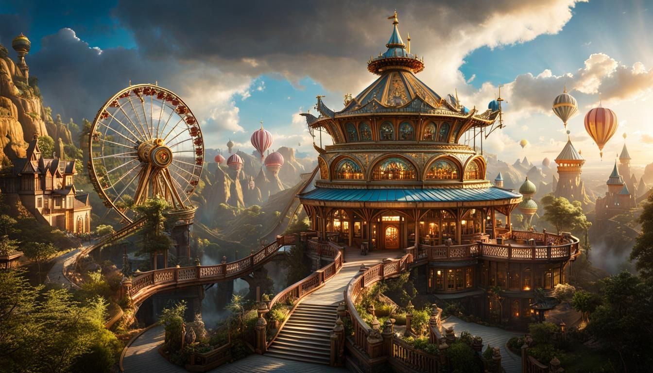 Fantasyland Theme Park with Mythological Sky