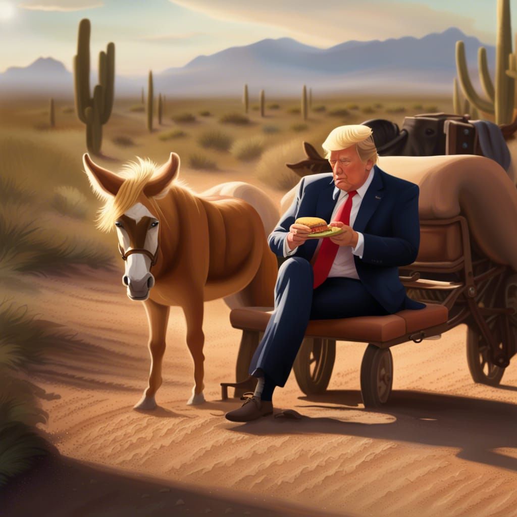 Donald Trump and Mule in Arizona Desert