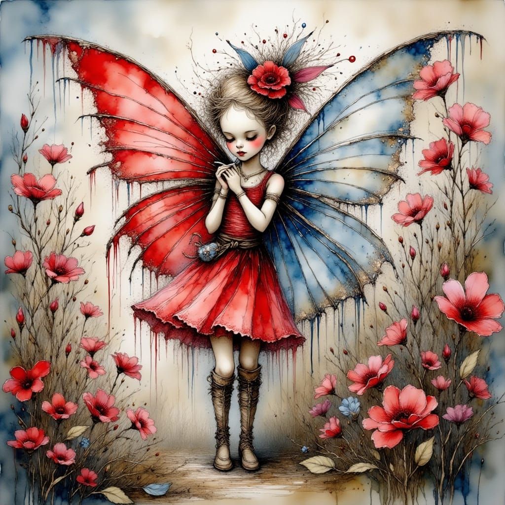 Beautiful Red, White, and Blue Fairy
