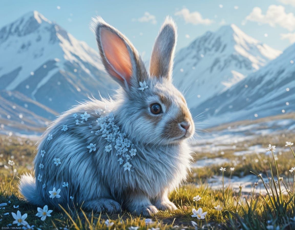 Ice Blossom Rabbit of the Alaskan Tundra