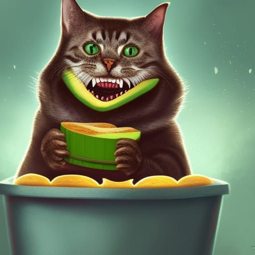 Cat in Avocado Toast Costume Portrait