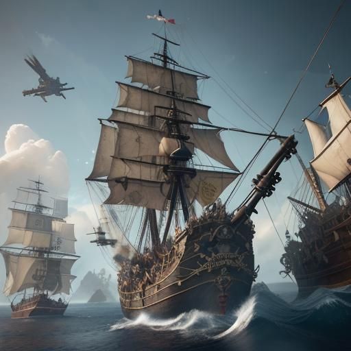 Pirate Attack on Navy Ship: 3D Game Cinematic