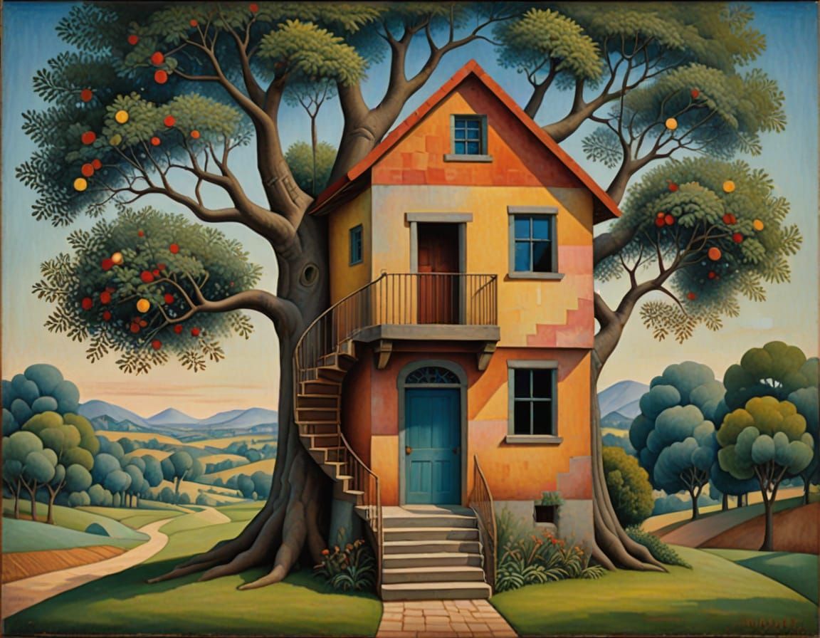 Whimsical Treehouse in a Vast Forest