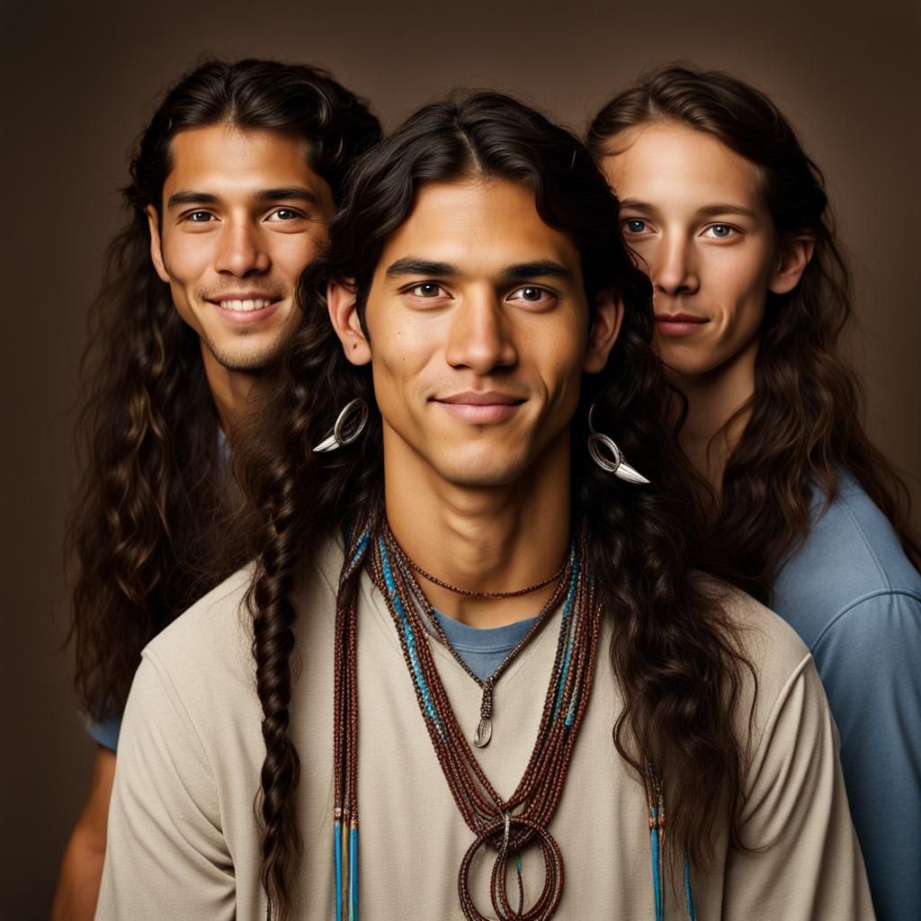 Native American Triplets: Professional Studio Portrait