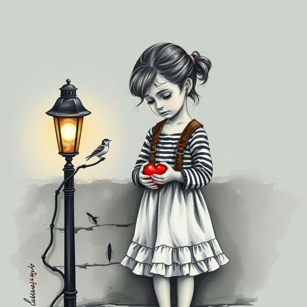 Elegant, Melancholic Portrait of a Lost Little Girl