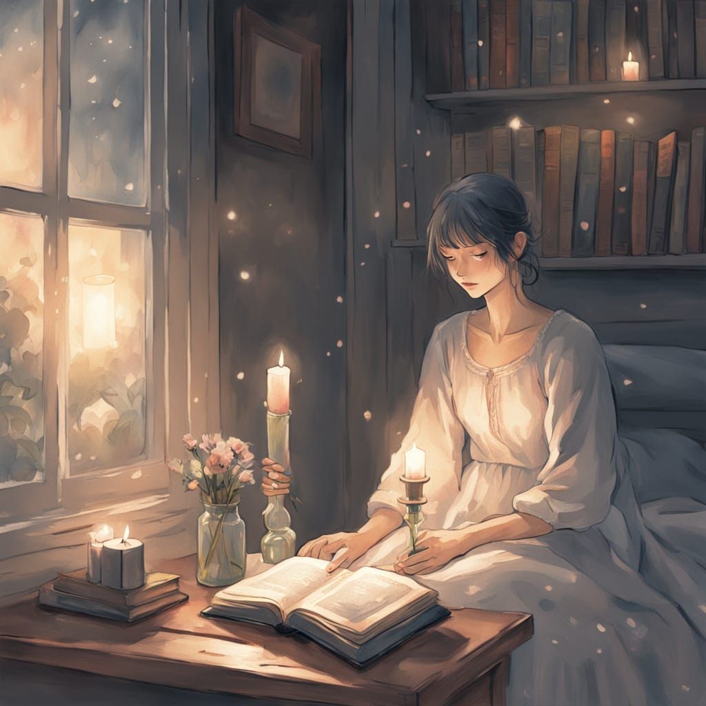 Candlelight, quiet pages, and a world of her own