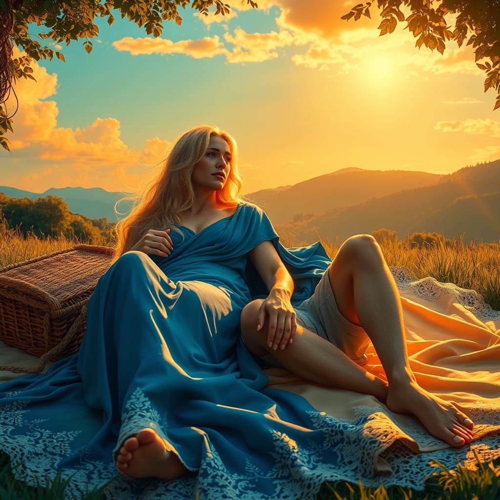 Regal Couple in Dreamy Landscape