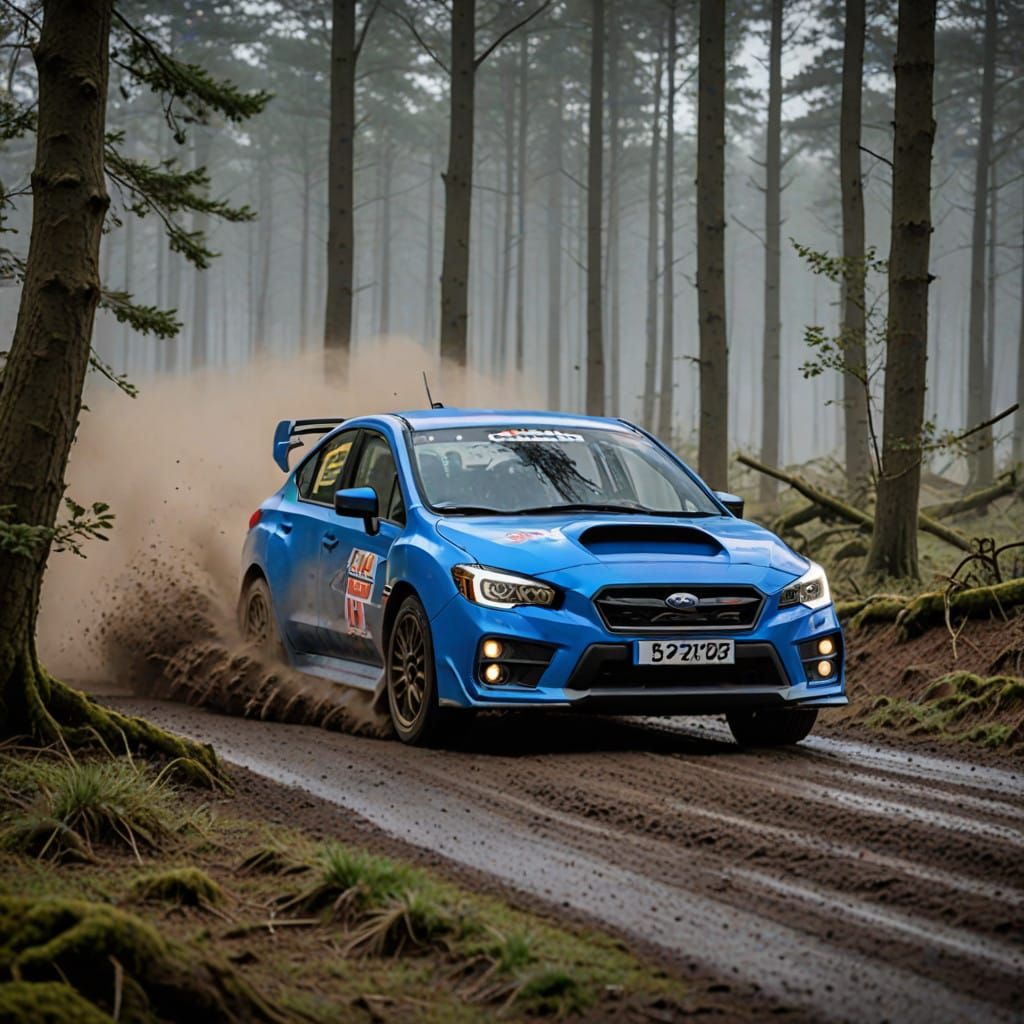 A World Rally Blue Subaru WRX STI Ready to Tackle the Muddy....