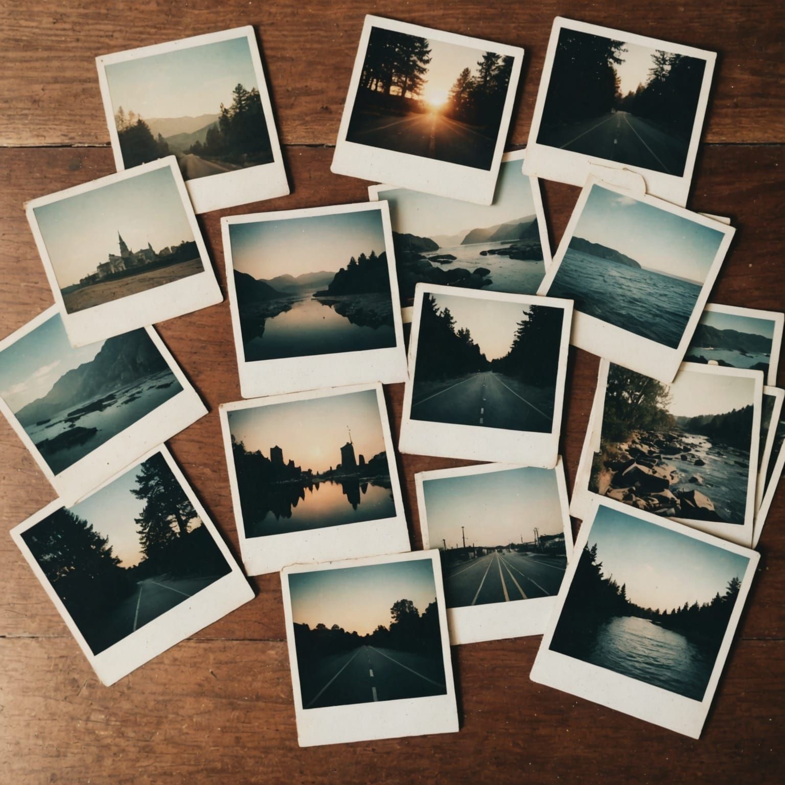 Faded Polaroid Photos of Scenic Views