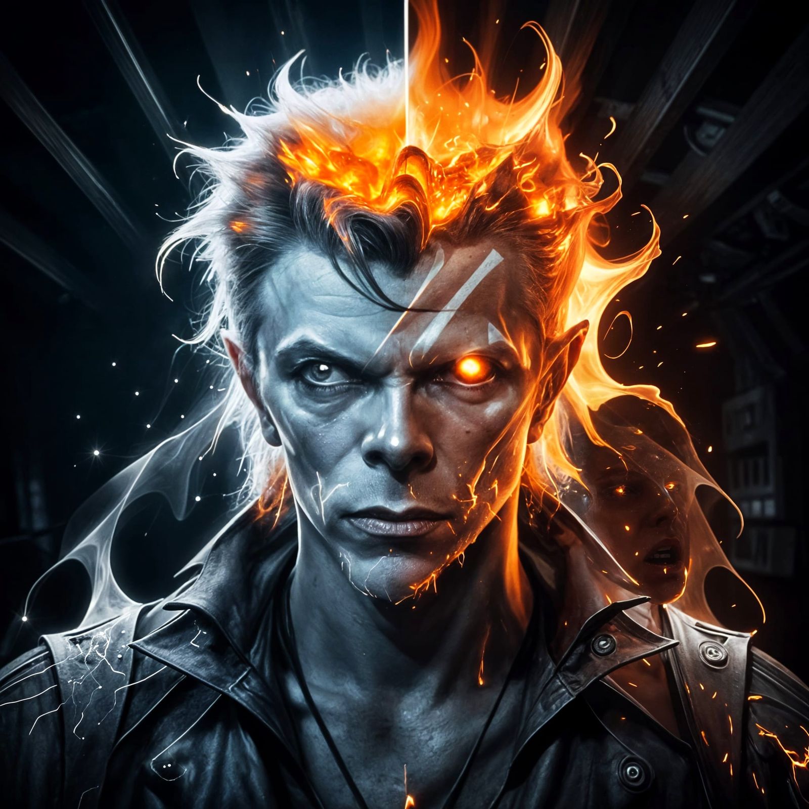 David Bowie in Molten Metal with Sparks