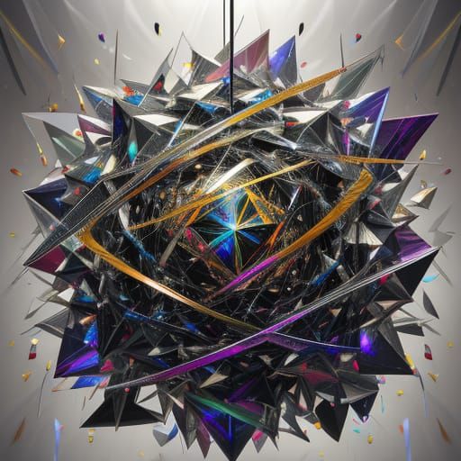 Abstract Metallic Sculpture in Abstract Expressionism Style