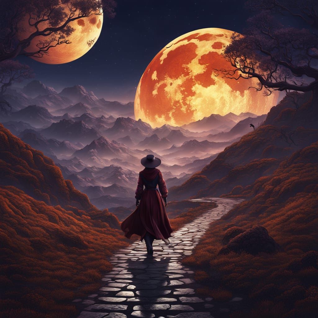 Sinuous Path to Moonlit Voluptuous Woman Silhouette