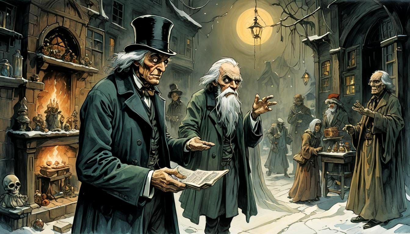 Eldritch Scrooge Contemplates Grim Christmas Prophecy
