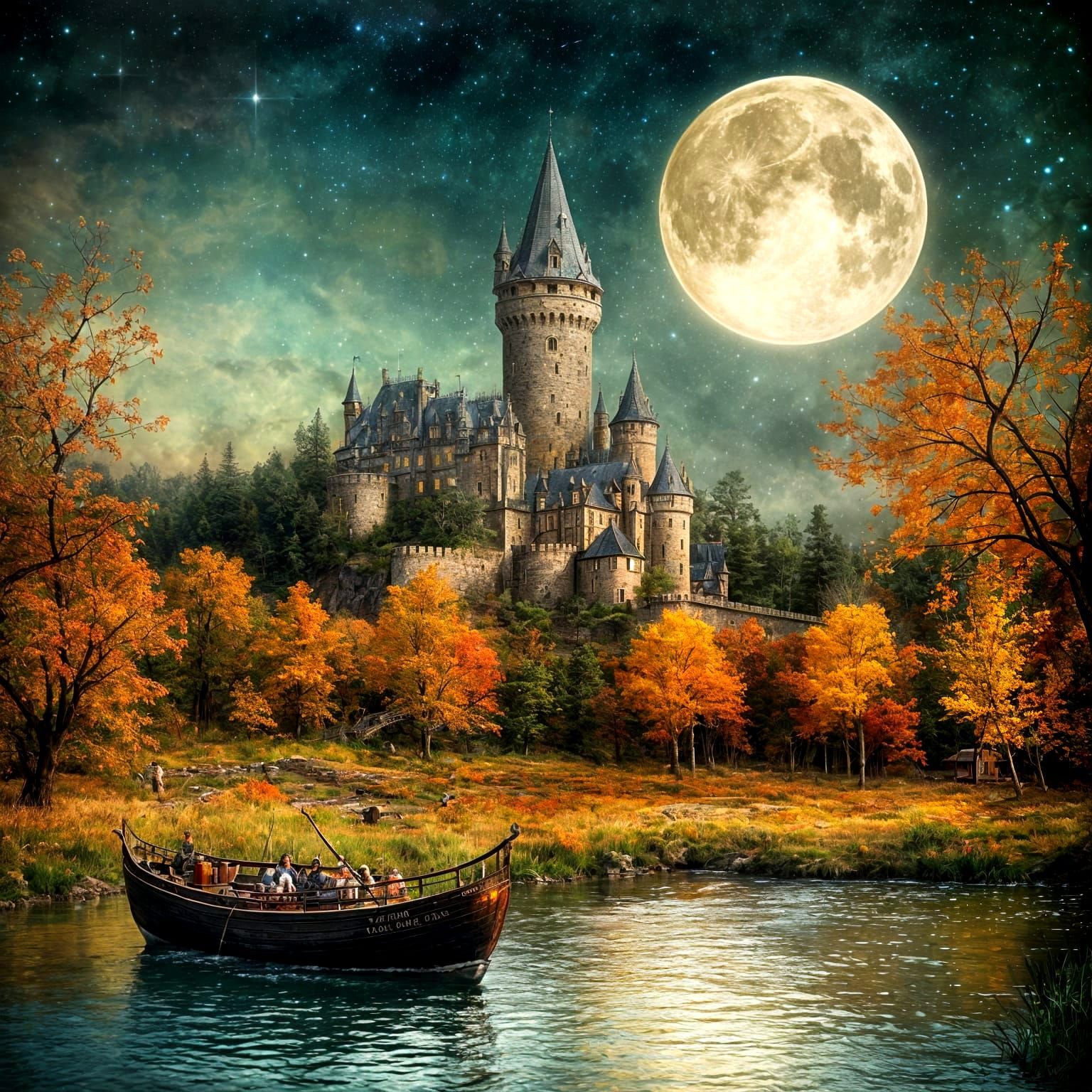 Moonlit Dreams Beyond the Castle Lake