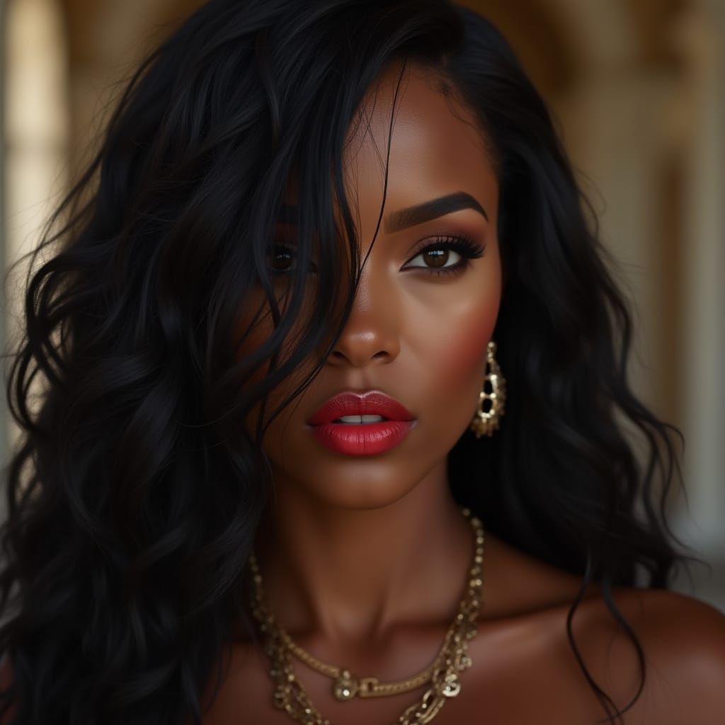 Black Warrior Goddess Portrait in Studio Photography