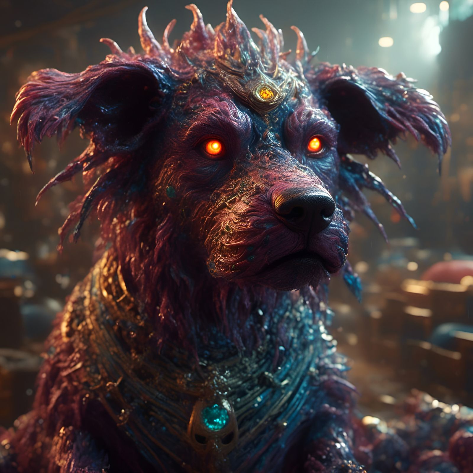 Lovecraftian Dog Portrait with Intricate Details