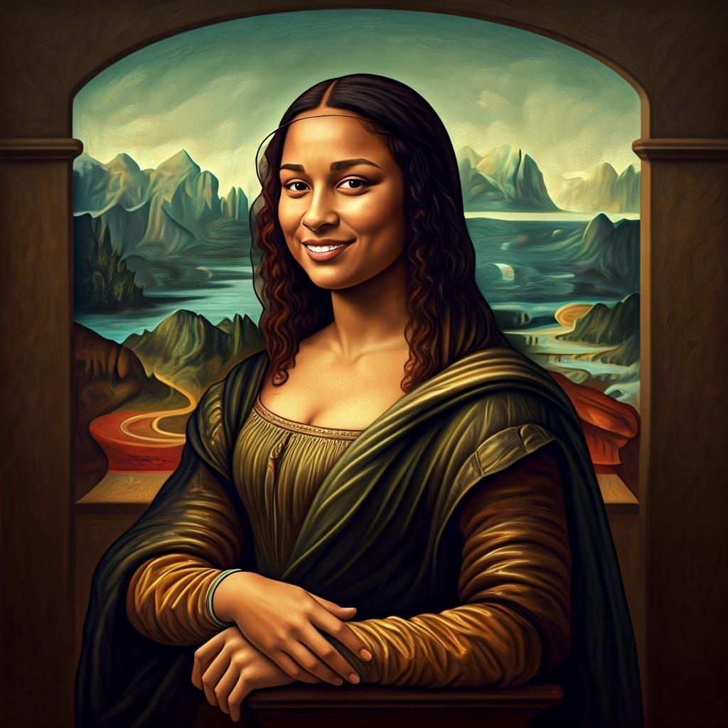 WNBA Angel Reese depicted as Mona Lisa - Moana Reesa