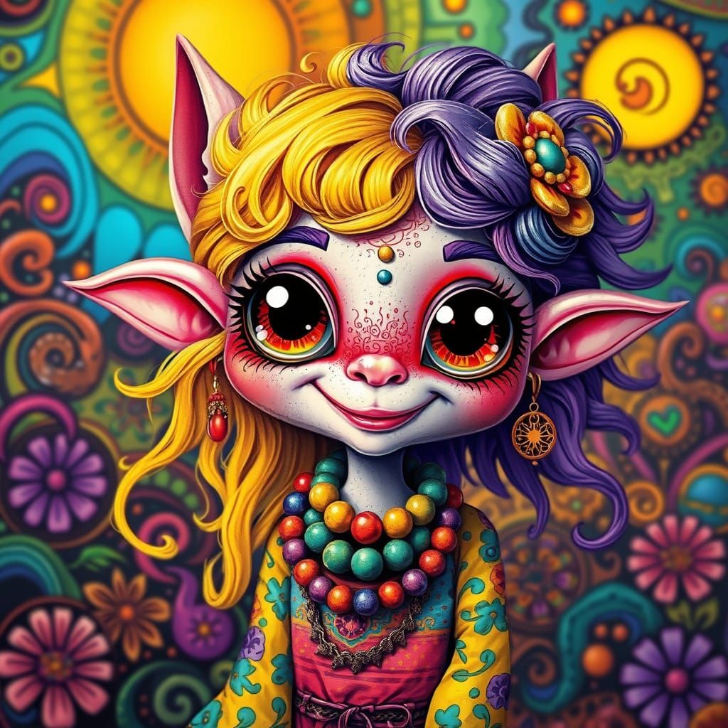 Psychedelic Hippie Creature in Fantasy Surrealism