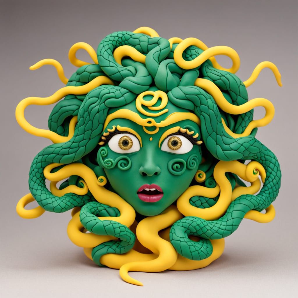 A playdough Medusa head