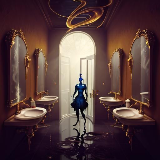 Surrealism. Medium shot. A person trapped in a never-ending ...