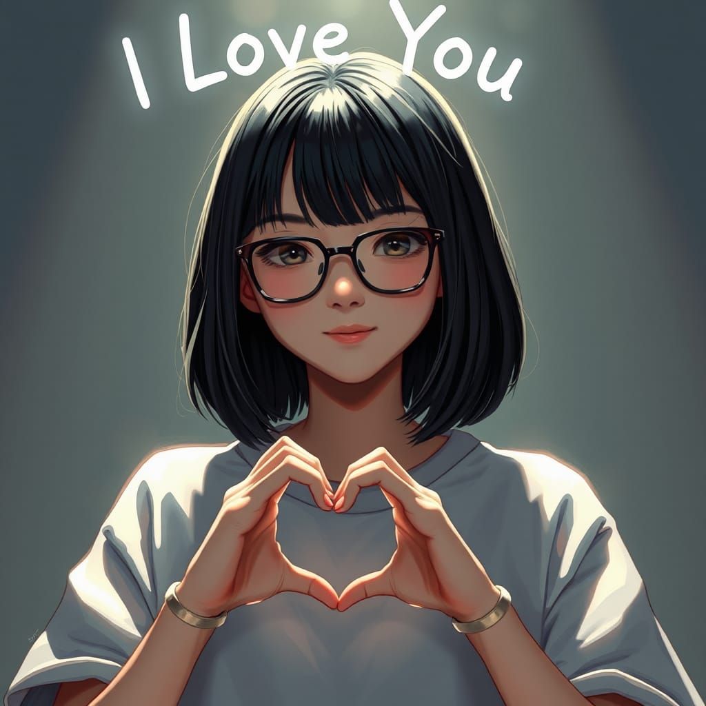 Girl with Heart Hands in Hyperdetailed Portrait