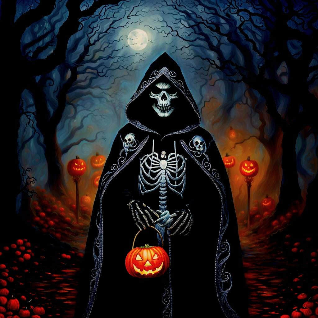 Grim Reaper Jack-O-Lantern in Ethereal Fantasy Style
