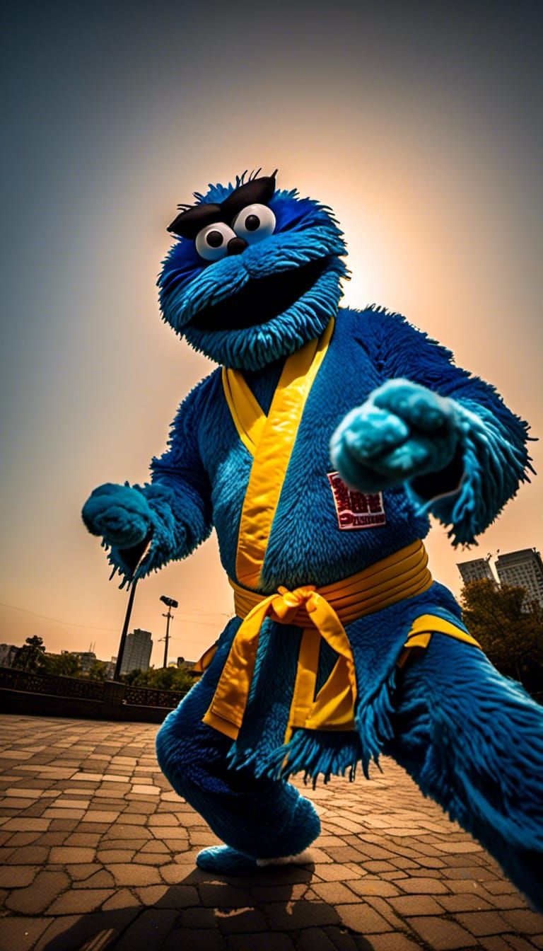 Cookie Monster as a Martial Arts Warrior