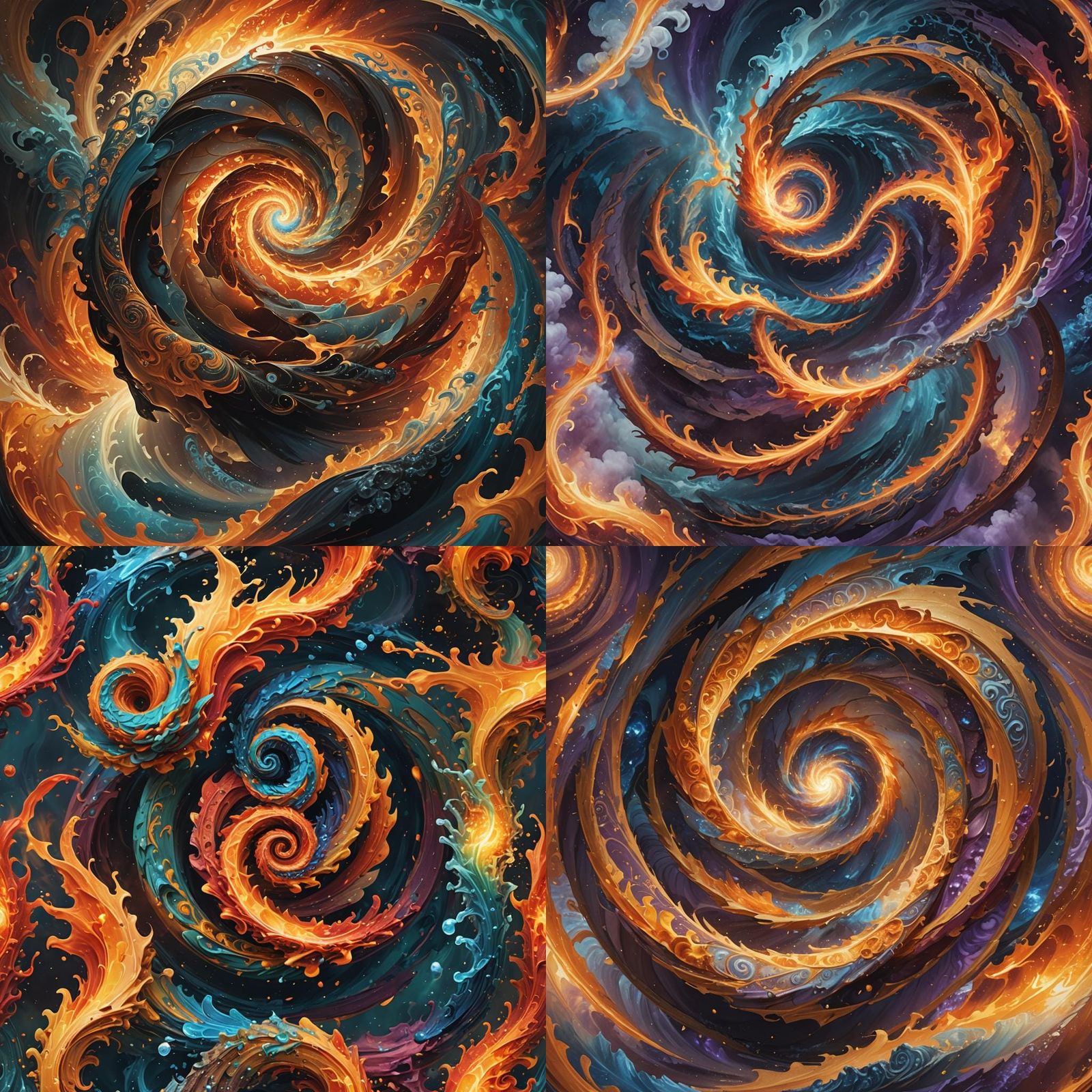 Elemental Spirals: Air, Fire, Earth, Water