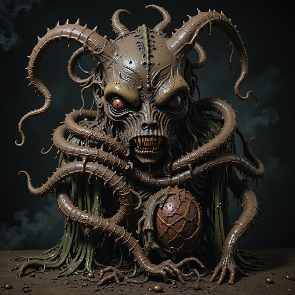 <lora:Dark Goo Flux:1.0> a large amorphous tentacled horror ...