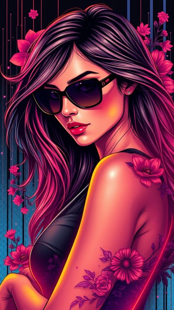 Female assassin in Graffiti Art