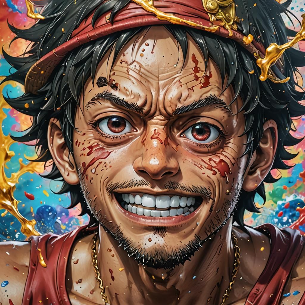 Hyperrealistic One Piece Luffy Splash Art