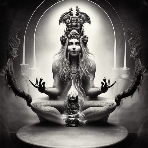 Draconic Shiva Séance: Hyperdetailed Digital Illustration
