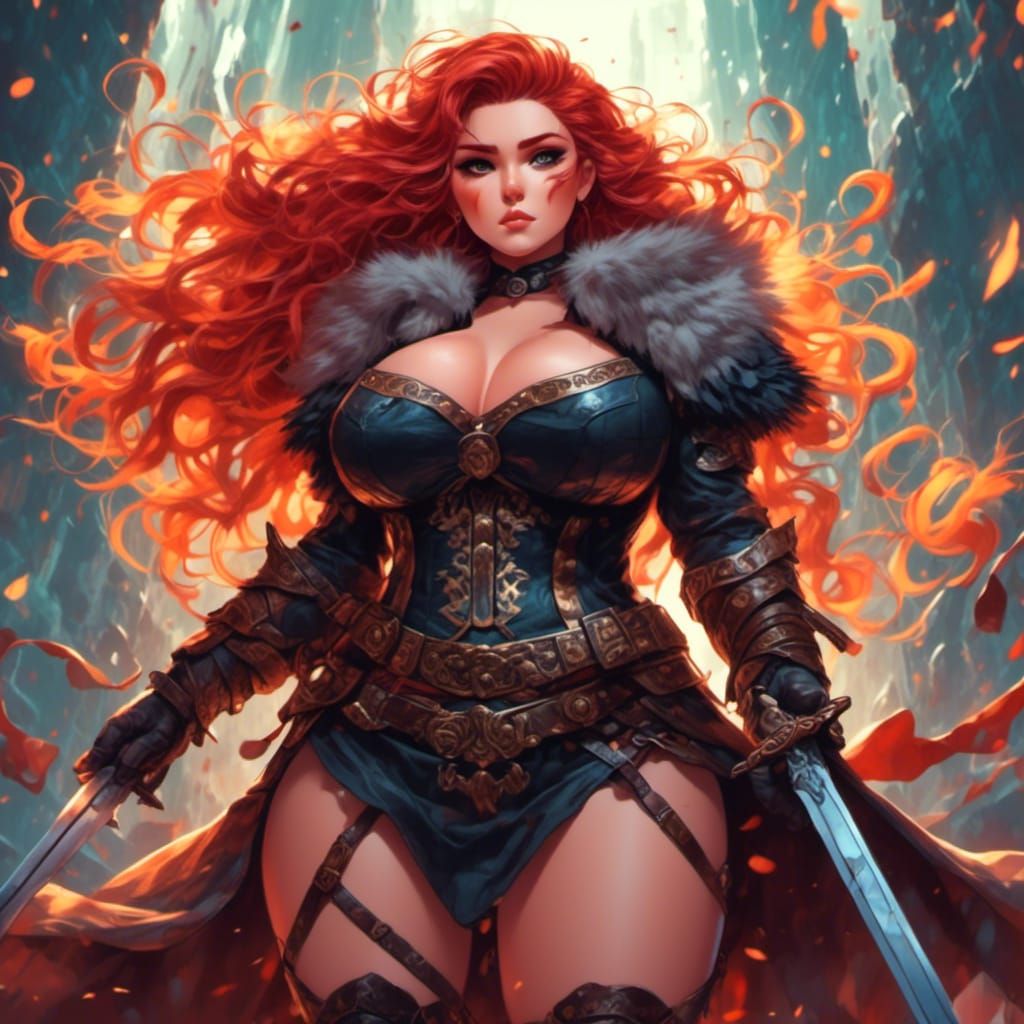 Anime Warrior Princess in Studio Trigger Style