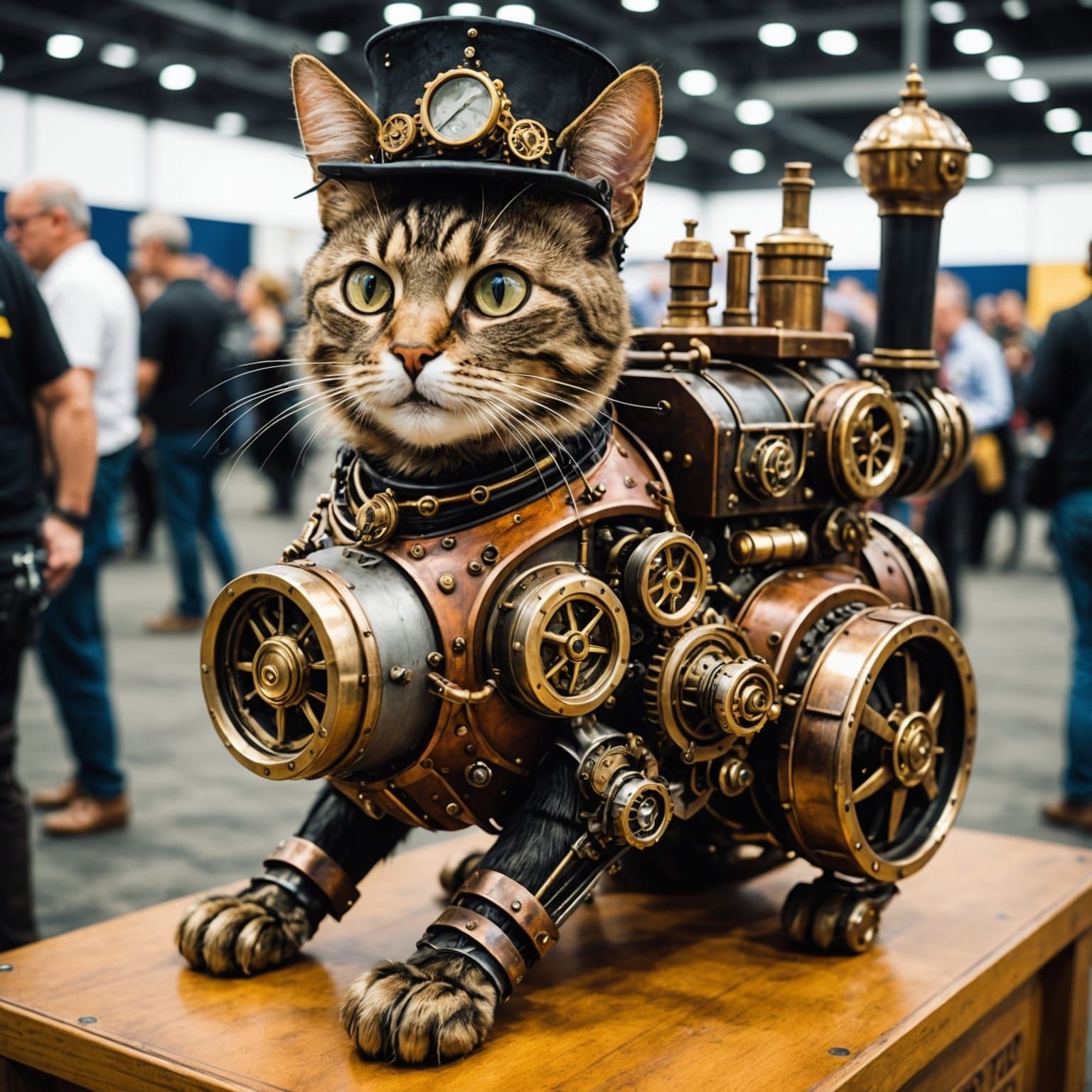 Steampunk Cat at Comic Con: A Mechanical Marvel