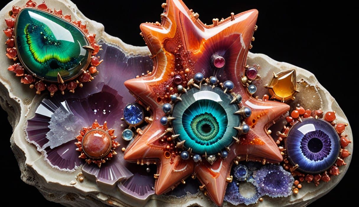 Celestial Star Clusters in Iridescent Hues, Blending Futuris...