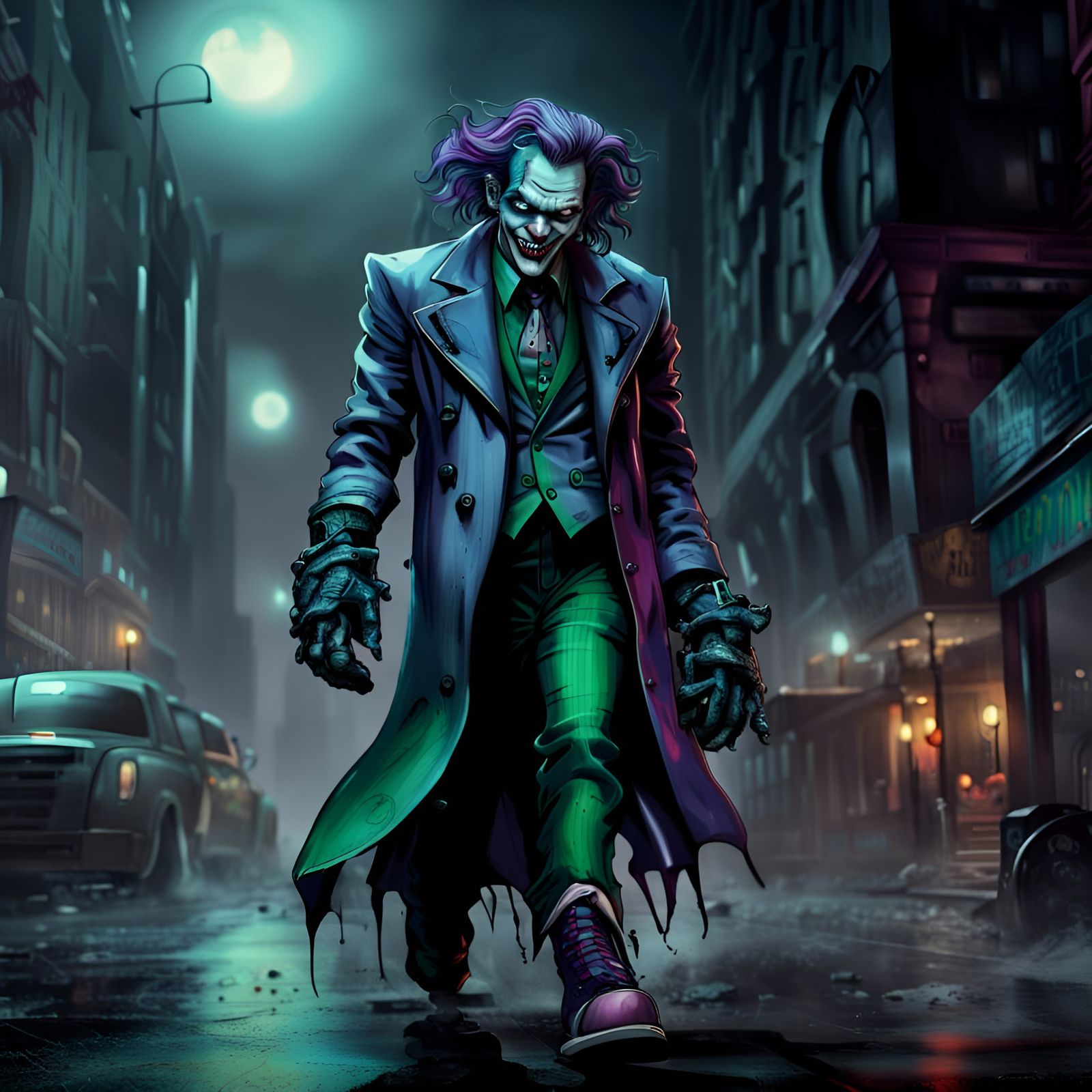 Joker and Harley Quinn Zombie in Dark City