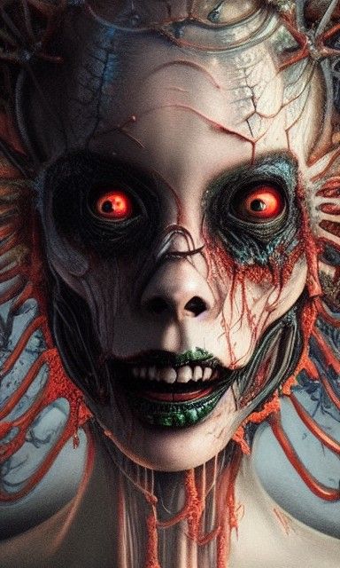 Disturbing Toxic Queen Portrait in Hyperrealistic Horror Art