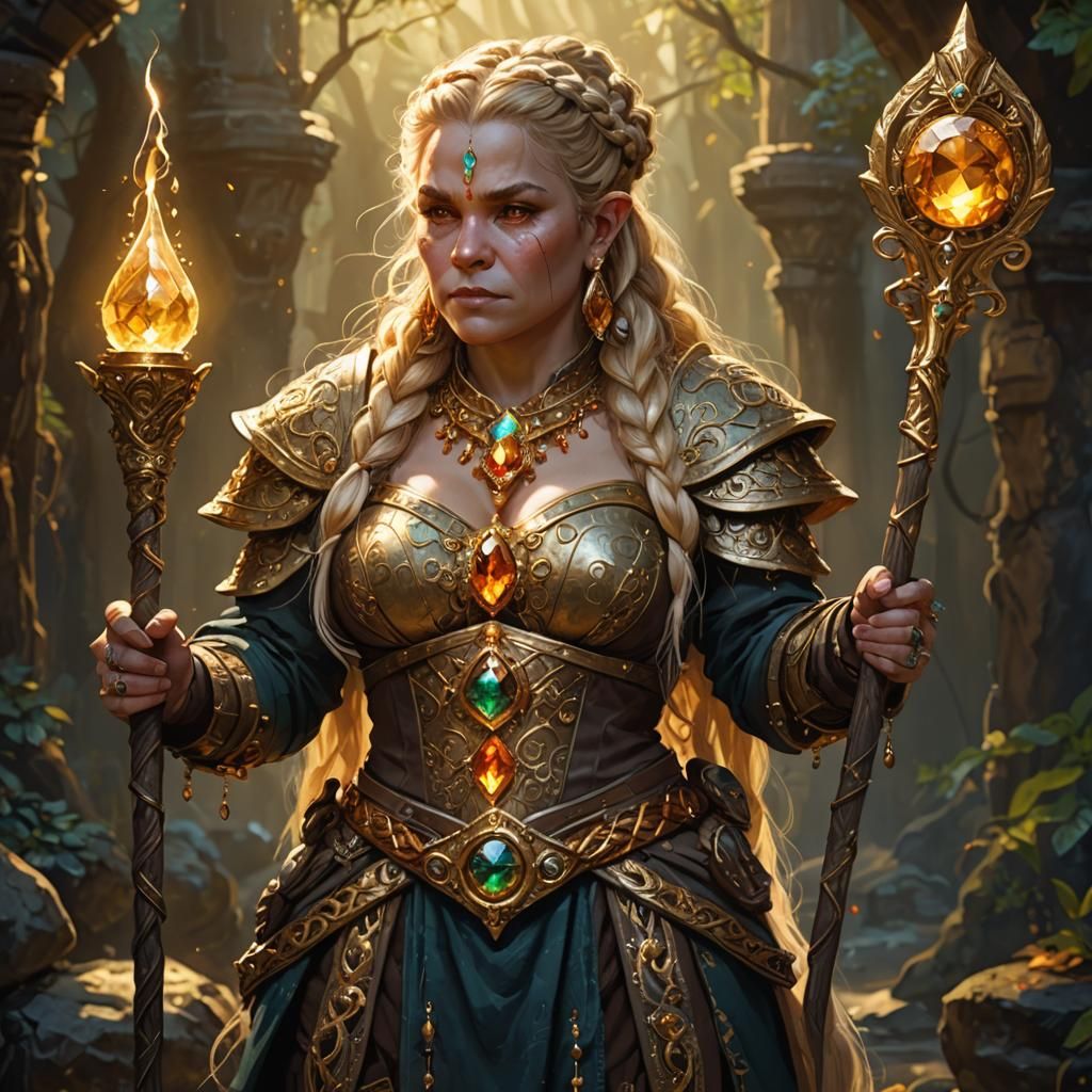 A female dwarven Thane.